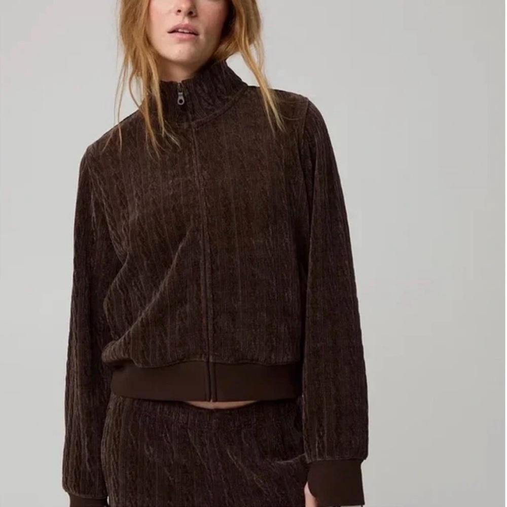 OFFLINE by Aerie Brown Cable Lounge Full Zip